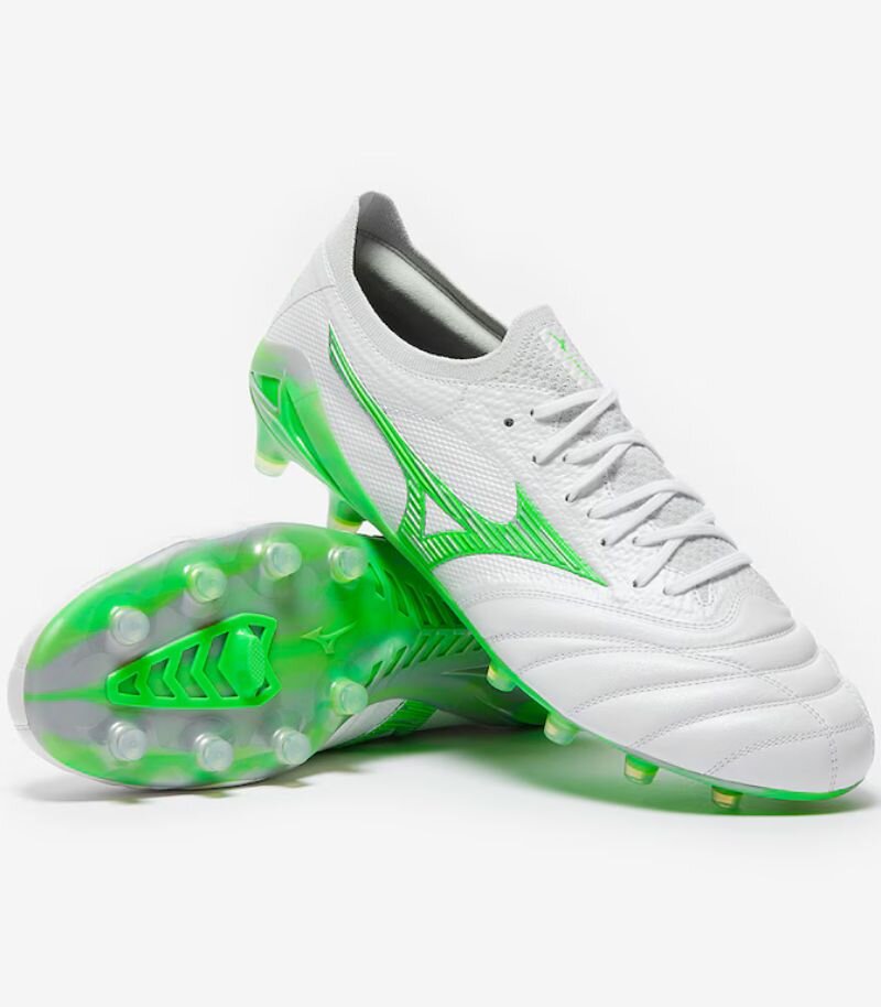 mizuno morelia neo football boots in white and green
